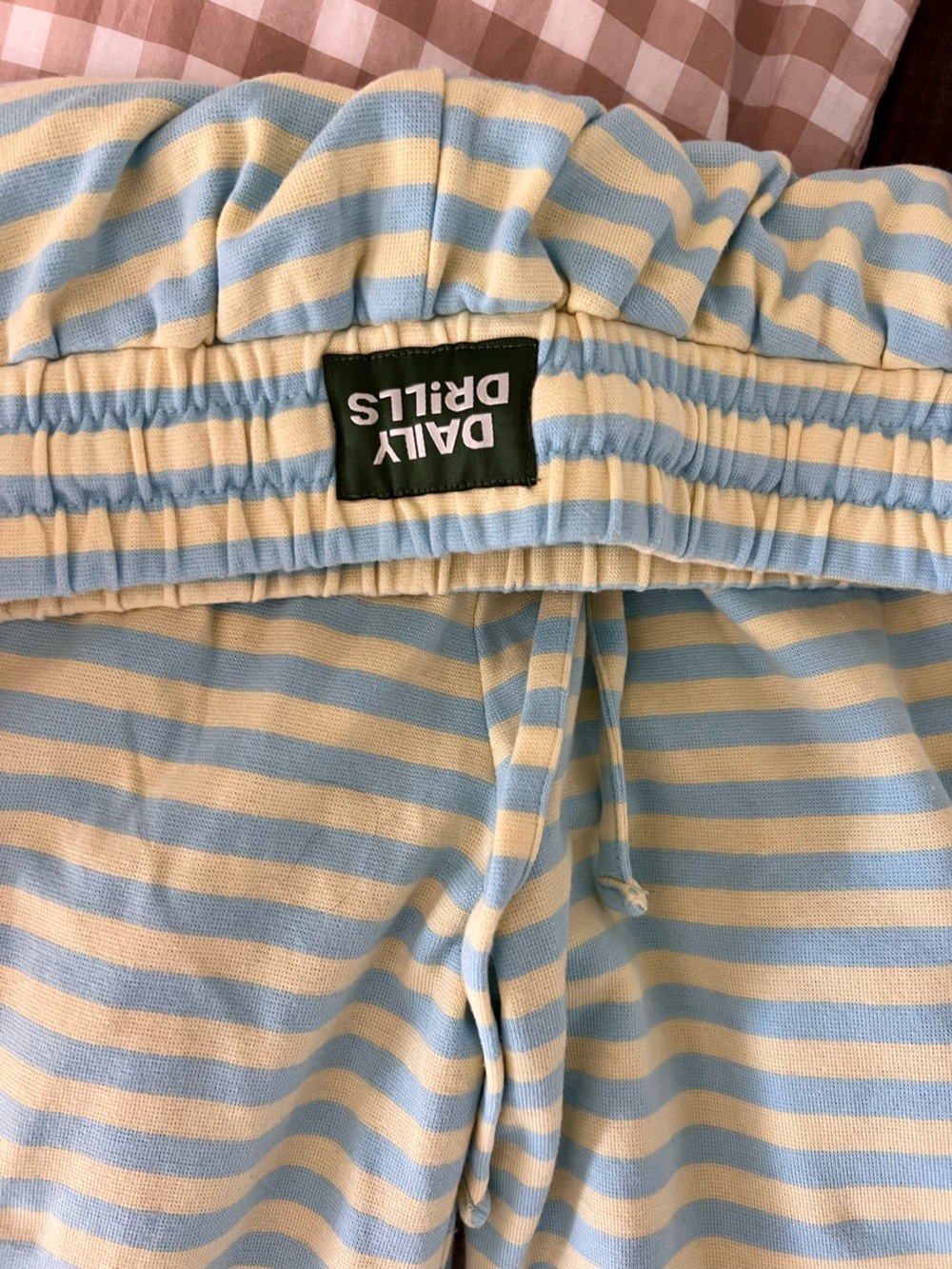 Daily Drills Light Blue & Cream Striped Straight Leg Pants
